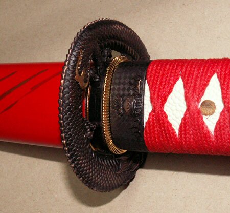 Samurai Katana - Dragon Tsuba Red