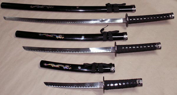 Samurai Swords Set of 3 with Stand