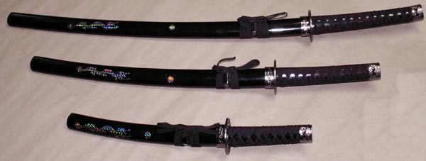 Samurai Swords Set of 3 with Stand