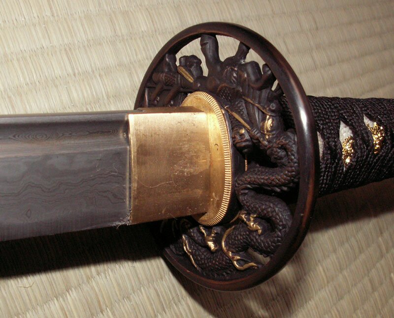 Katana Ten Ryu Damascus Sword Dragon Tsuba