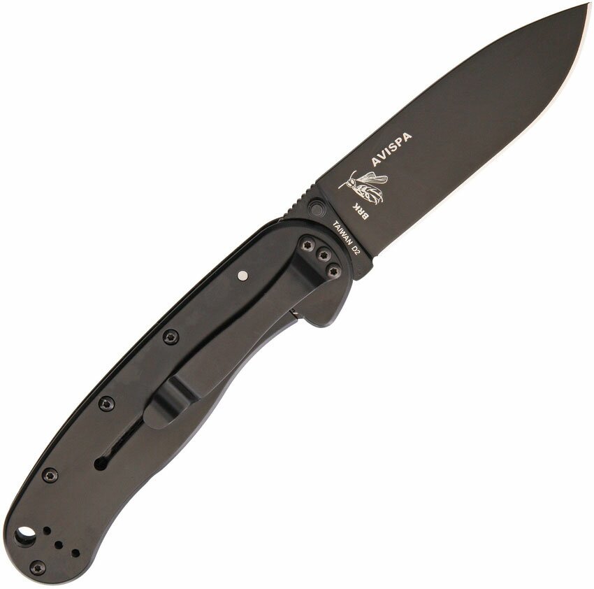 ESEE Avispa D2 CF Handle Black Blade Folding Knife