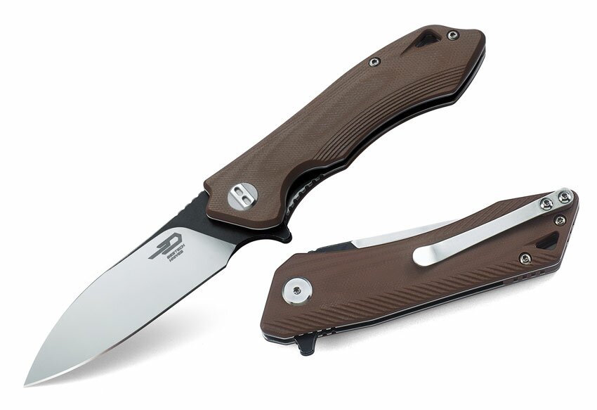 Bestech Knives Beluga Liner Lock Knife Brown G-10