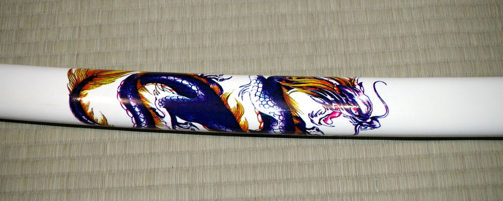 Display Katana White with Dragon Design