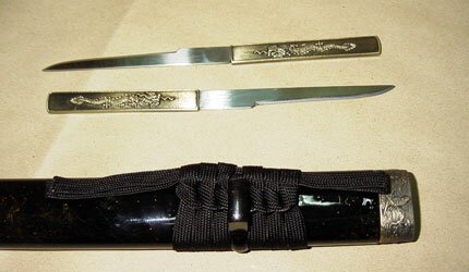 Samurai Sword with Mini Tanto - Black