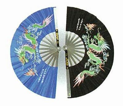 Blue Kung Fu Fan - Dragon design