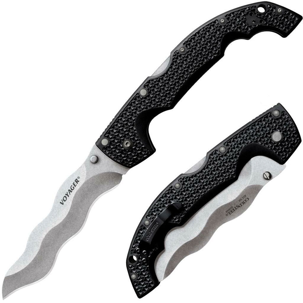 Cold Steel Voyager XL Kris Blade - Plain Edge (AUS10A) folding knife Cold Steel Voyager XL Kris Blade - Plain Edge (AUS10A) folding knife