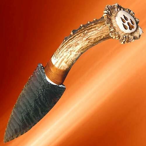 Deer Antler Obsidian Blade Knife Deer Antler Obsidian Blade Knife