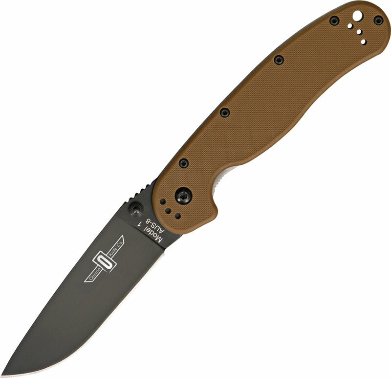 Ontario RAT-1 Black Coyote Brown Handle Folding Knife Ontario RAT-1 Black Coyote Brown Handle Folding Knife