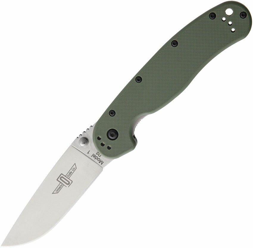 Ontario RAT-1 Satin Plain OD Green D2 Folding Knife Ontario RAT-1 Satin Plain OD Green D2 Folding Knife