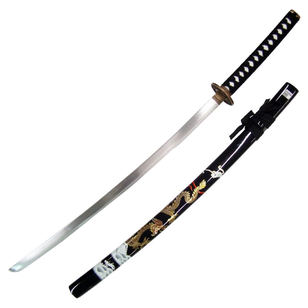 Samurai Katana Dragon Design Black