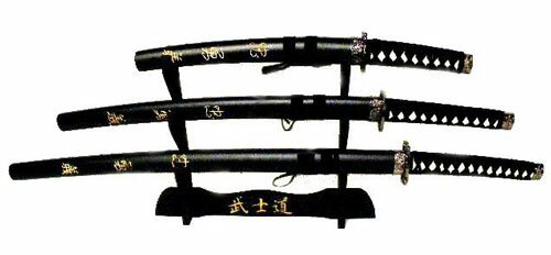 Samurai Swords Set with Stand