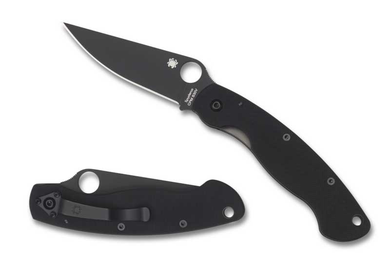 Spyderco Military Black G-10 Plain Edge Folding Knife