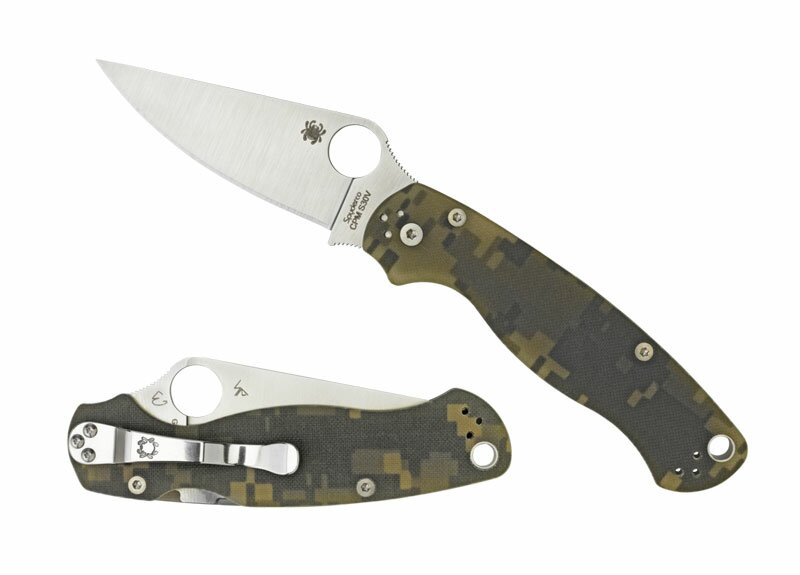 Spyderco Para Military 2 G-10 Plain Edge Camo Folding Knife Spyderco Para Military 2 G-10 Plain Edge Camo Folding Knife