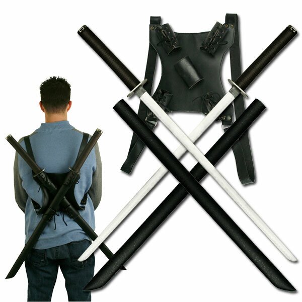 Twin Ninja Katana with Back Strap