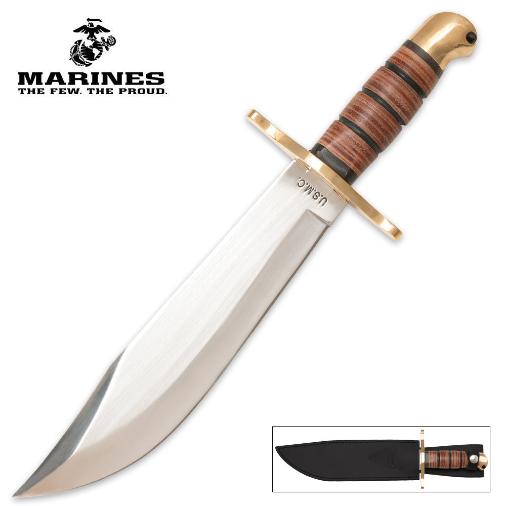 USMC Jungle Bowie Knife And Sheath USMC Jungle Bowie Knife And Sheath
